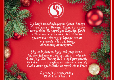 Życzenia z okazji Świąt Bożego Narodzenia